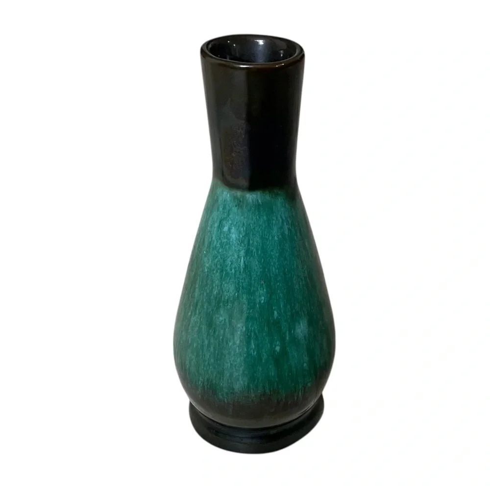 BLUE MOUNTAIN POTTERY Vintage Ceramic VaseTeal Black